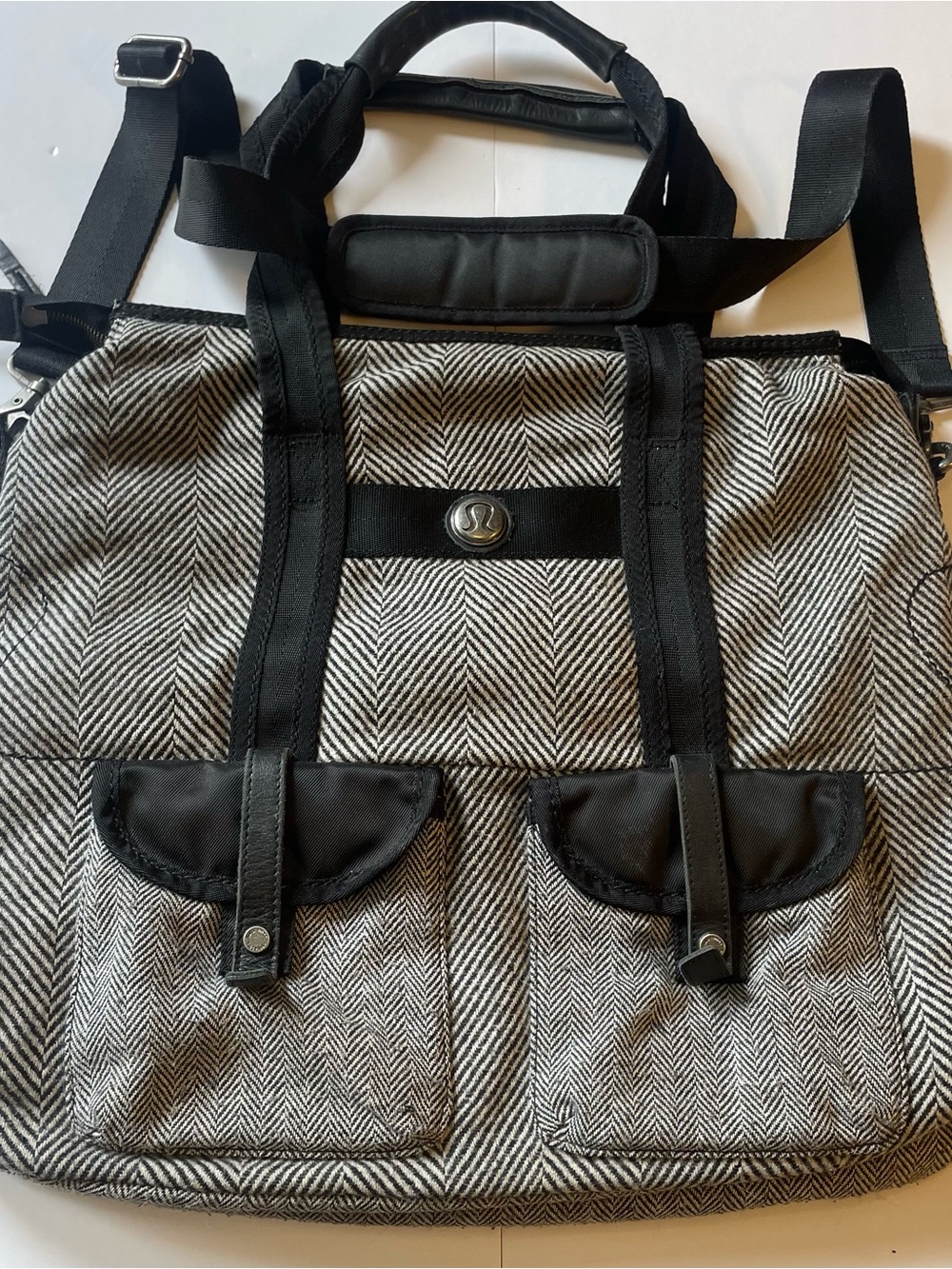 Lululemon Black and White Herringbone Tote - Picture 2 of 10